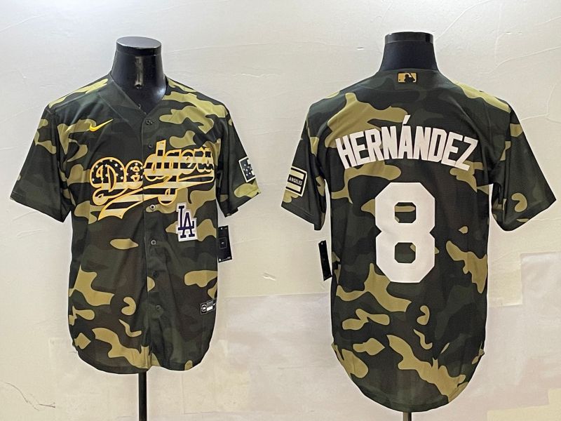 Men Los Angeles Dodgers 8 Hernandez Camo Joint Name 2025 Nike MLB Jersey style 12